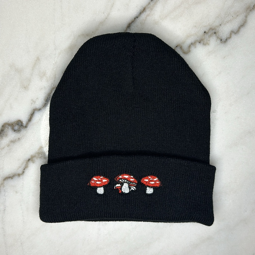 Embroidered Mushroom Beanie 🍄